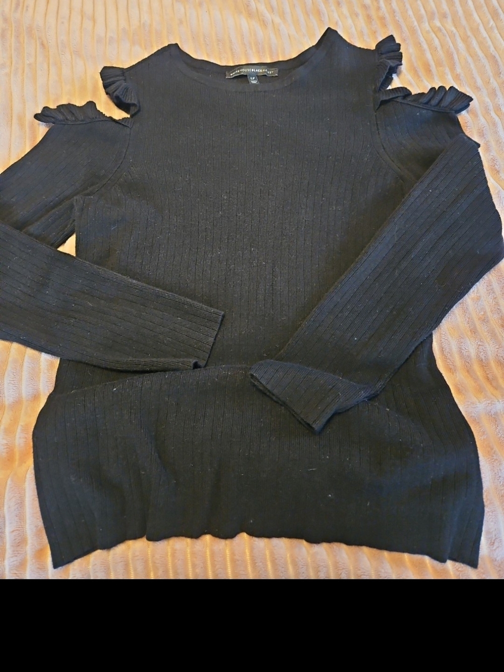 White House Black Market Black Ribbed Crewneck Sweater - Picture 3 of 3